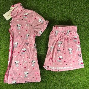 munki munki Pink Snoopy Pajama Set